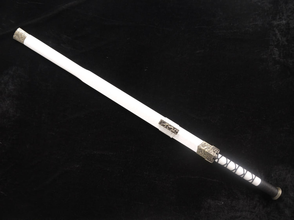 Han jian-Medium carbon steel-White leather paint scabbard - Chinese sword shop