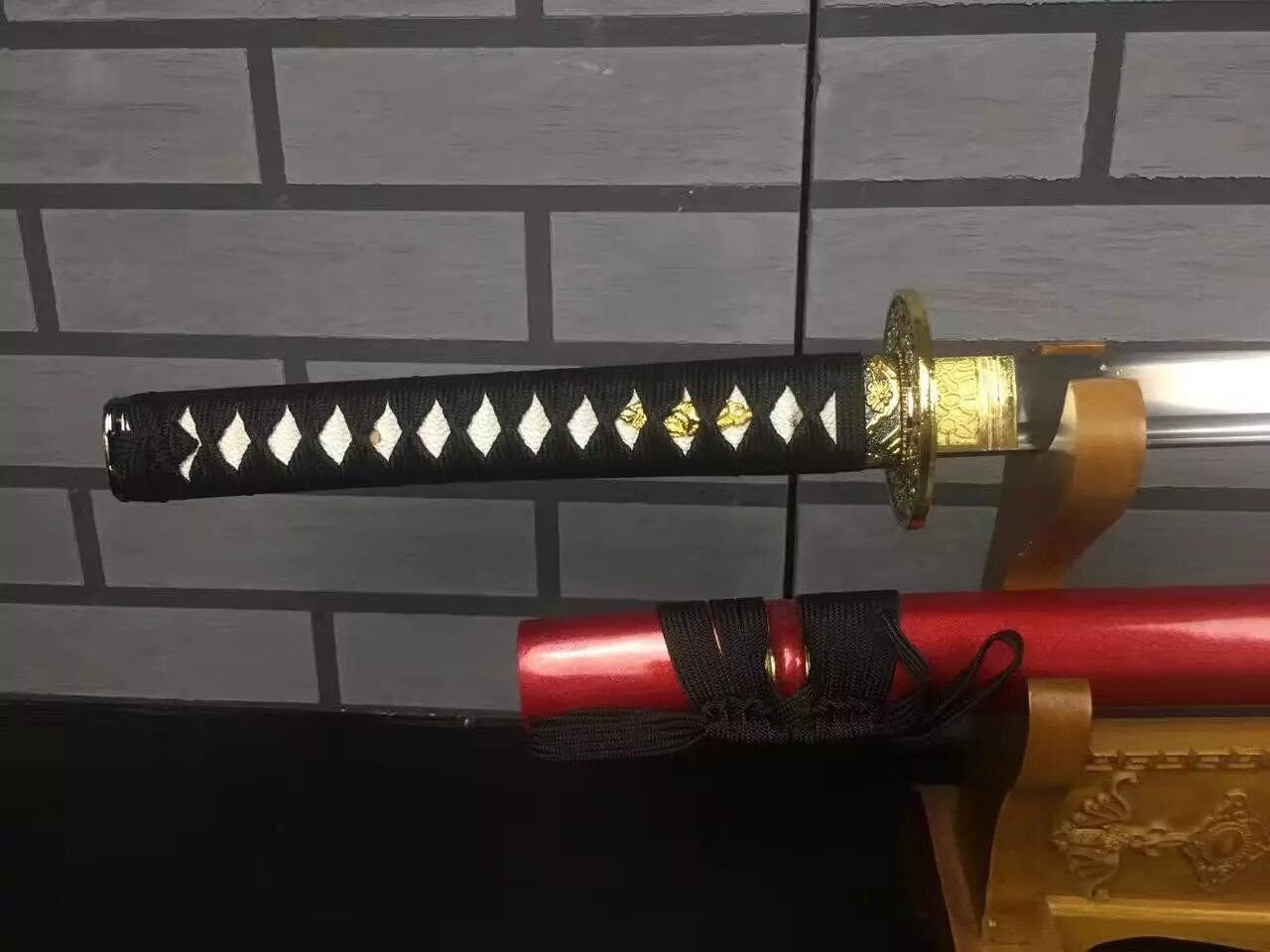 Katana uchigatana-High manganese steel blade-Red paint wood scabbard - Chinese sword shop