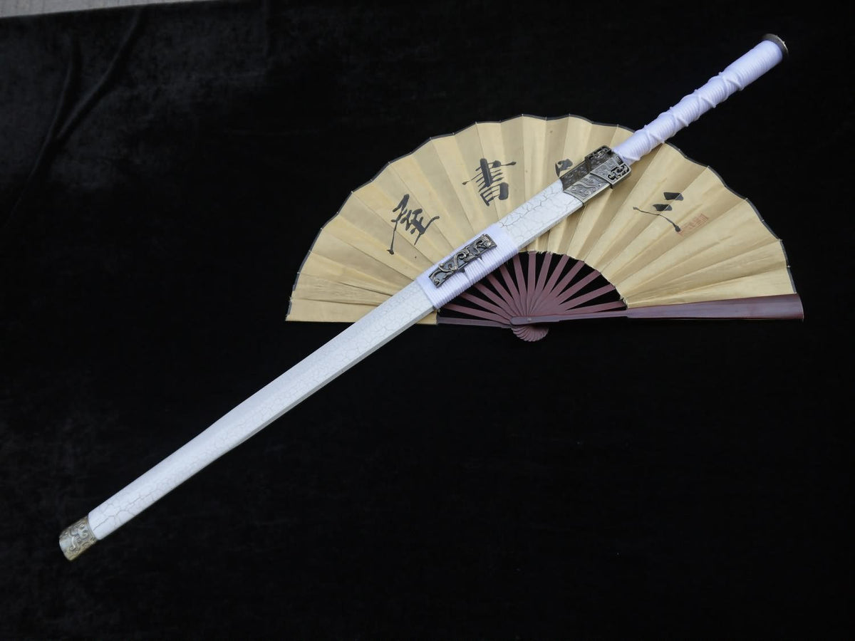 Han jian/Medium carbon steel blade/White scabbard/Alloy fittings/Length 39" - Chinese sword shop