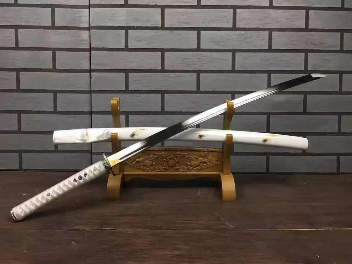 Katana uchigatana/High carbon steel blade/White paint scabbard/Alloy - Chinese sword shop