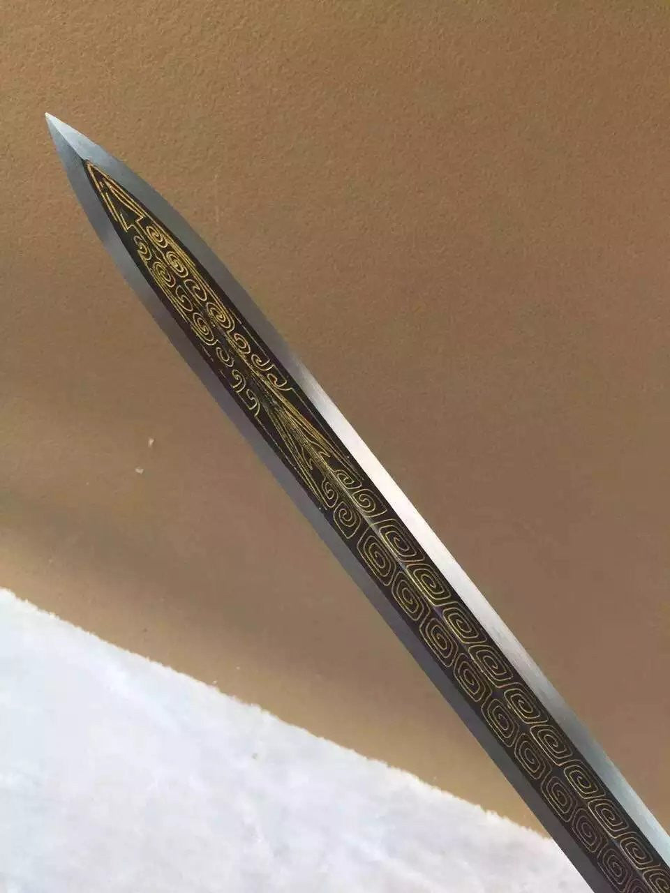 Han jian,High carbon steel Etching flame grain blade,Rosewood scabbard - Chinese sword shop