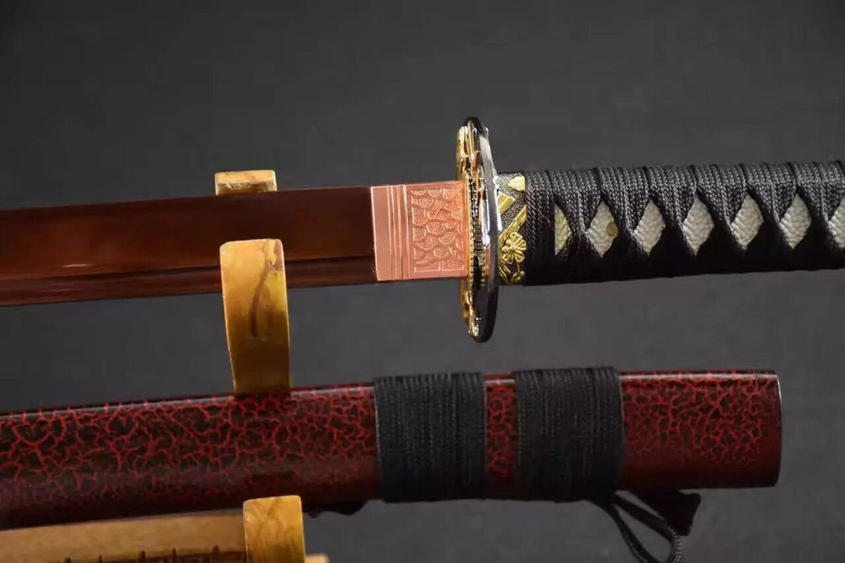 Samurai sword/Katana uchigatana/High manganese steel red blade/Wood scabbard/Full tang/Length 39" - Chinese sword shop