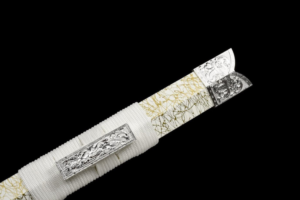 LOONGSWORD,Han jian swords real Forged Hollow Blade,Alloy Fittings,Wood Scabbard
