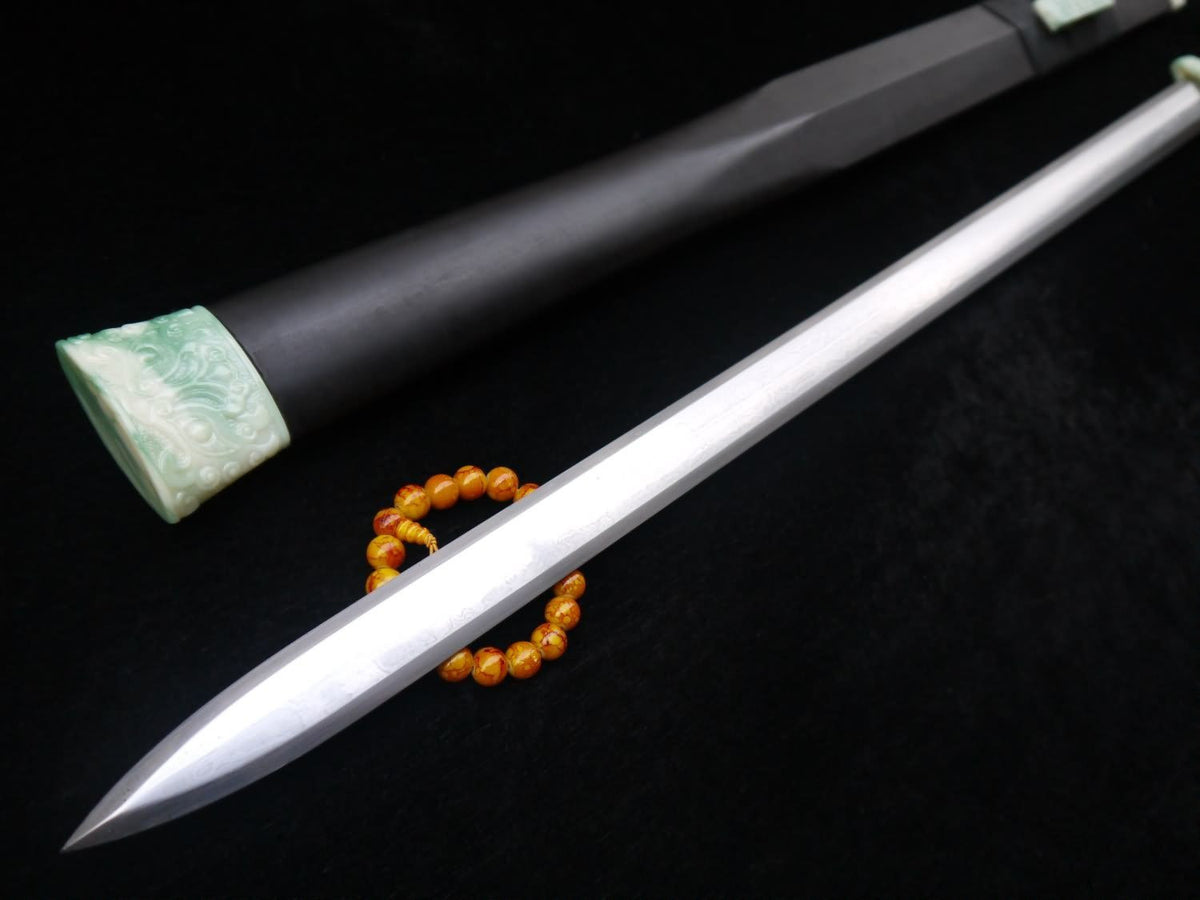 Chinese sword,Damascus steel Eight blade,Black scabbard,Resin Jade fitting - Chinese sword shop