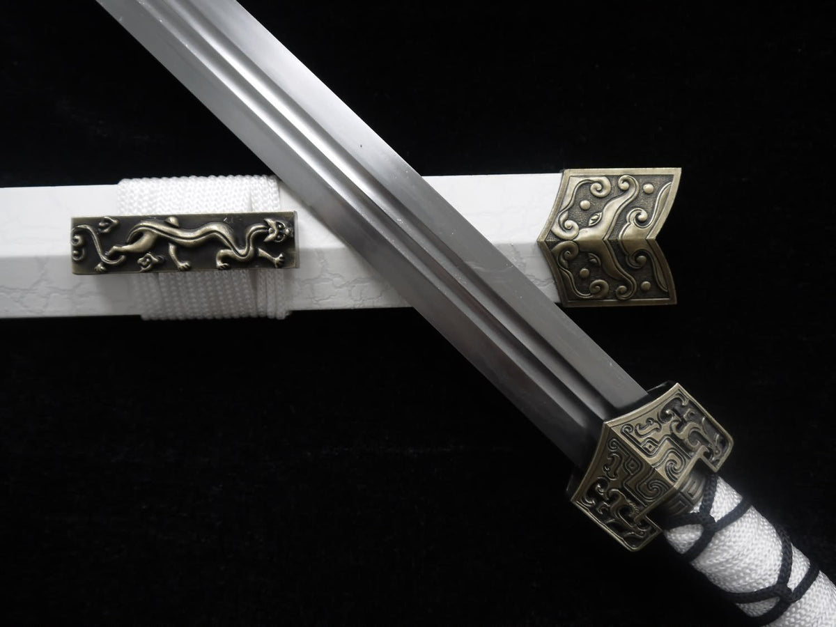 Han jian-Medium carbon steel-White leather paint scabbard - Chinese sword shop