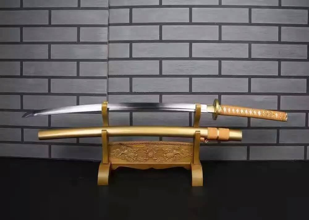Samurai sword/Katana uchigatana/High carbon steel blade/Golden yellow scabbard/Full tang/Length 39" - Chinese sword shop