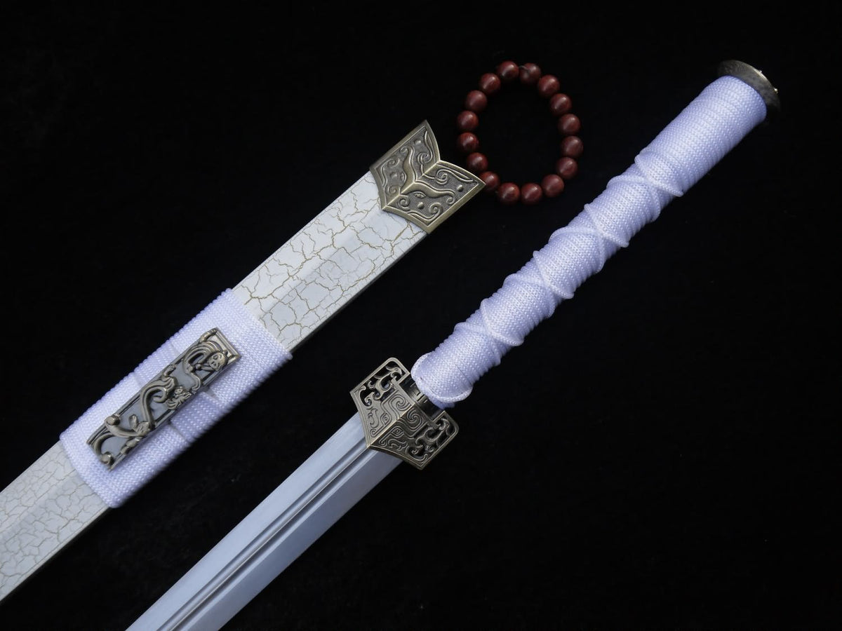 Han jian/Medium carbon steel blade/White scabbard/Alloy fittings/Length 39" - Chinese sword shop