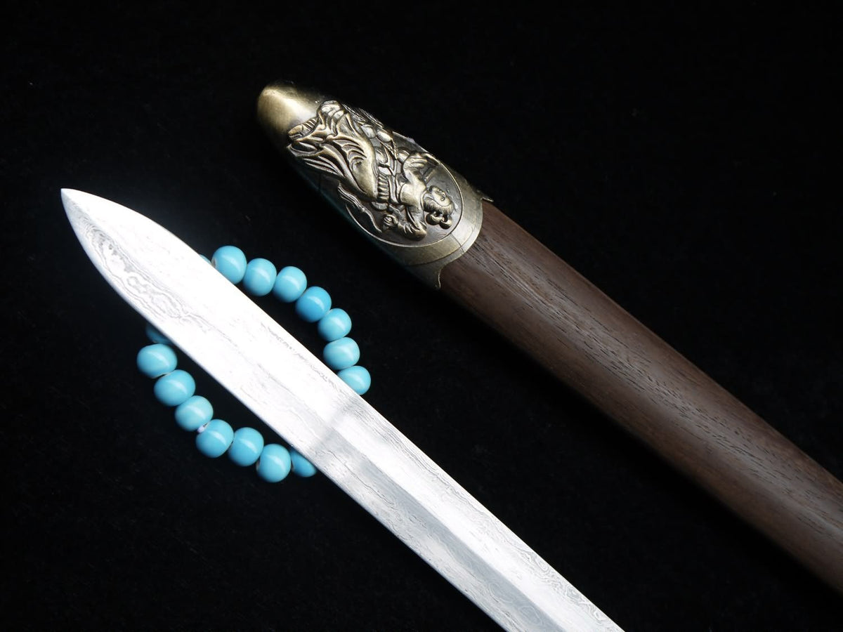 Tai chi Sword/Damascus steel blade/Rosewood scabbard/Alloy fittings - Chinese sword shop