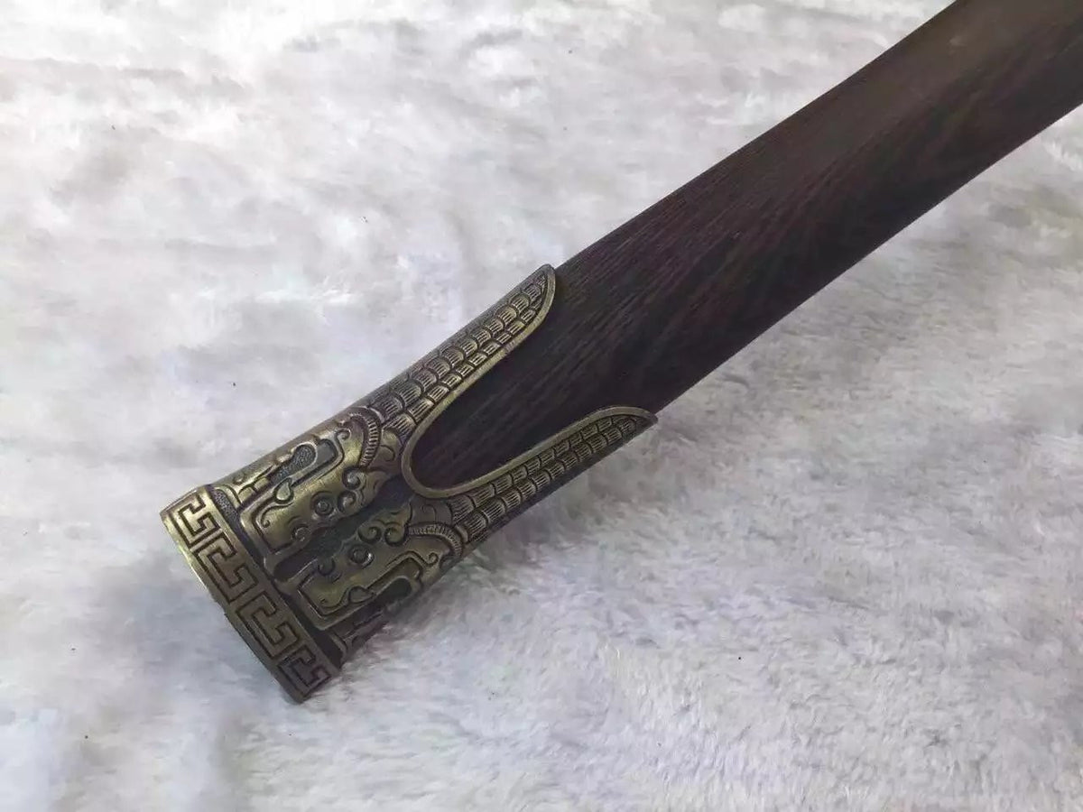 Han jian,High carbon steel Etching flame grain blade,Rosewood scabbard - Chinese sword shop