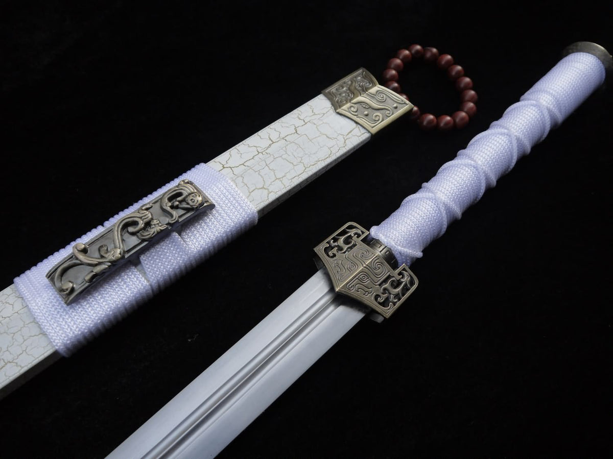 Han jian/Medium carbon steel blade/White scabbard/Alloy fittings/Length 39" - Chinese sword shop