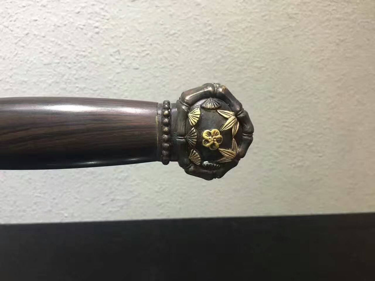 Qing Jian Damascus steel blade Ebony Scabbard Brass - Chinese sword shop