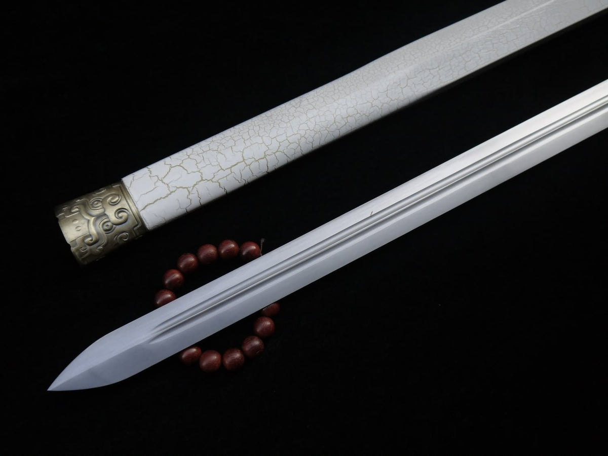 Han jian/Medium carbon steel blade/White scabbard/Alloy fittings/Length 39" - Chinese sword shop