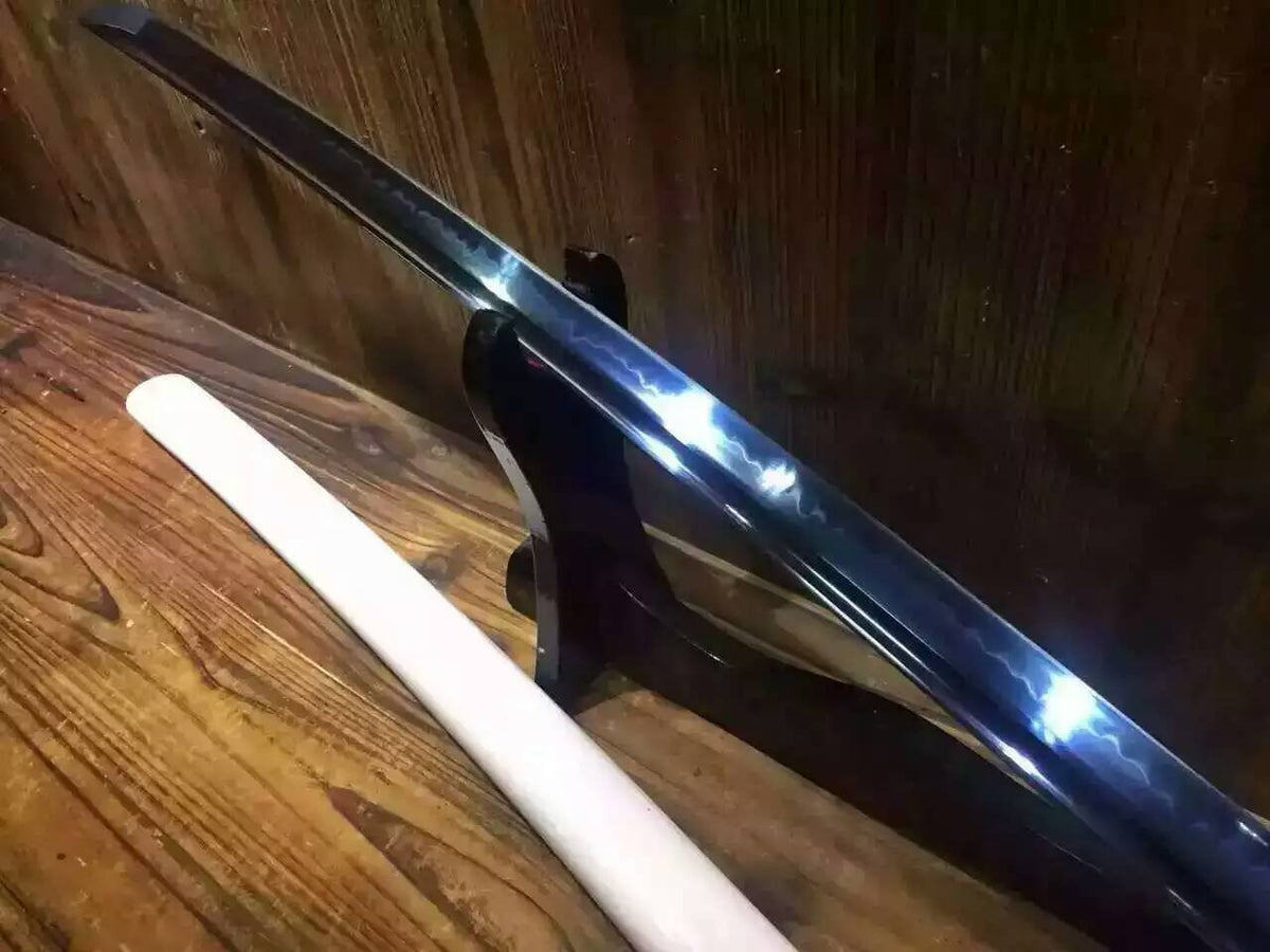 Samurai sword/katana/T10 high carbon steel blue blade/Solid wood Scabbard/Copper tusba/Length 39" - Chinese sword shop