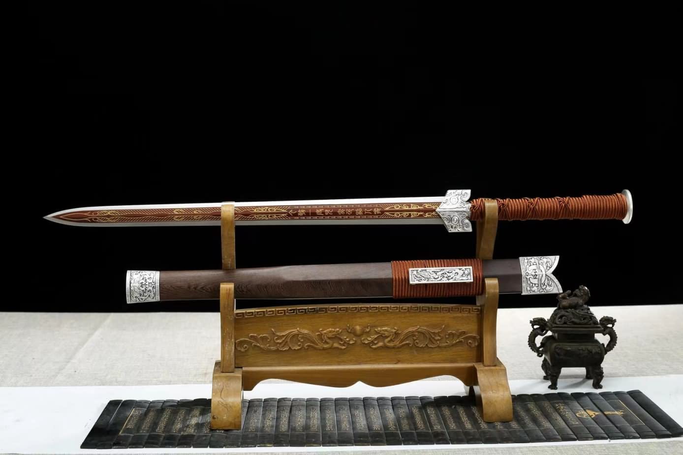 Chibi han jian,Battle Ready,Forged High Carbon Steel Blade,Alloy,Rosewood ,Chinese sword