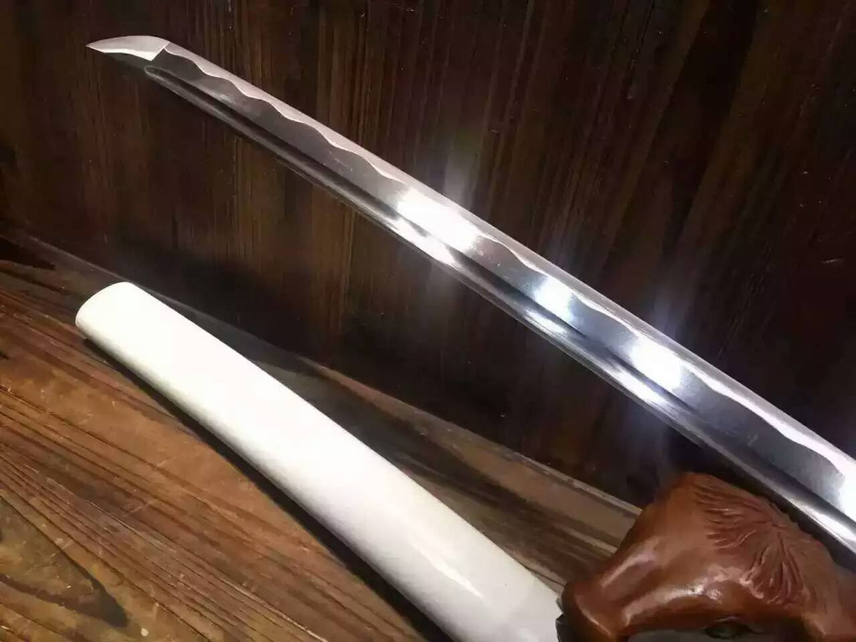 katana/Samurai sword/Medium carbon steel/Alloy fitted/Wood white paint Scabbard/Length 39" - Chinese sword shop
