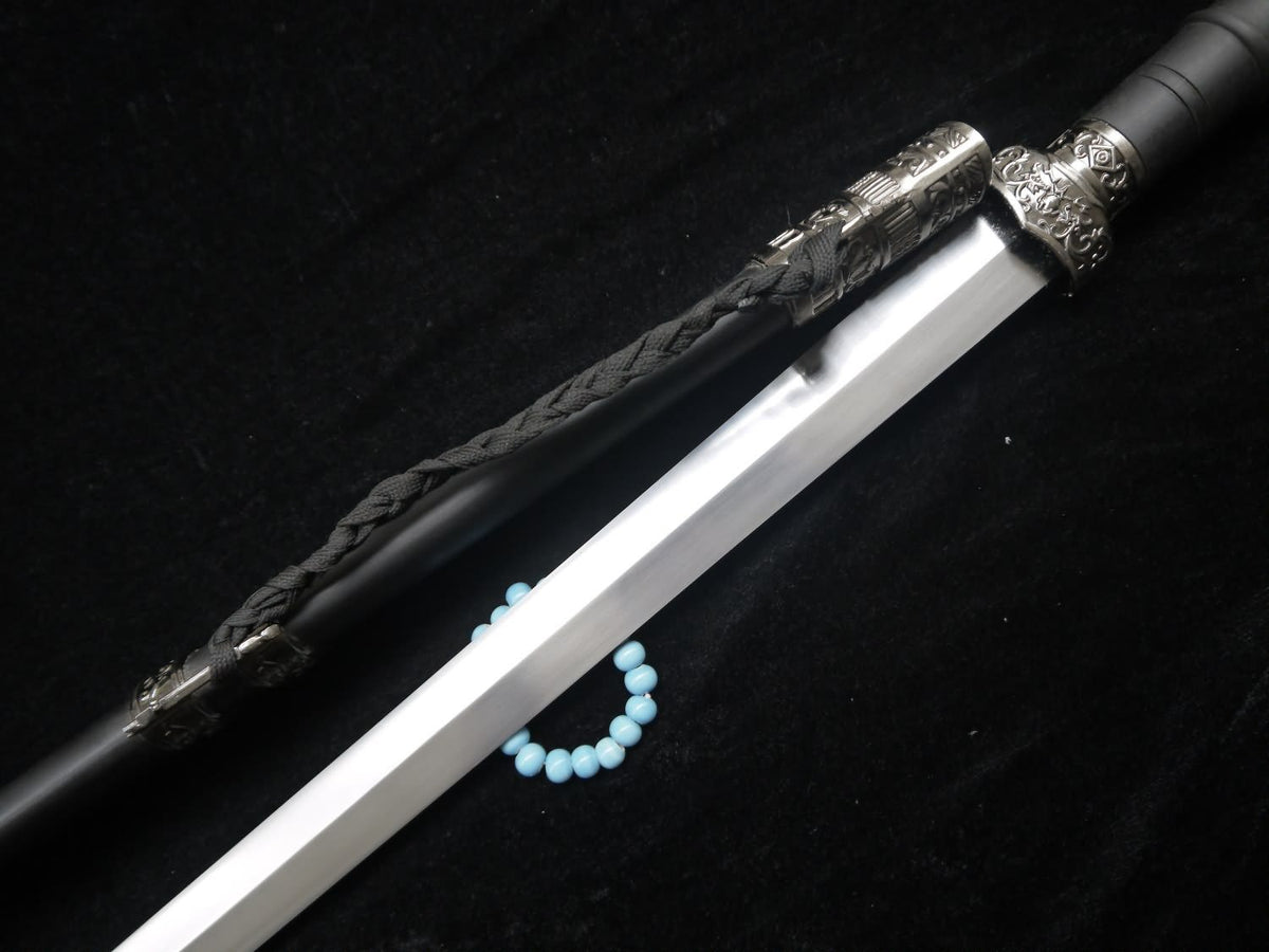 Hidden Dragon sword(Damascus steel,Black wood scabbard,Alloy fitted)Length 39" - Chinese sword shop