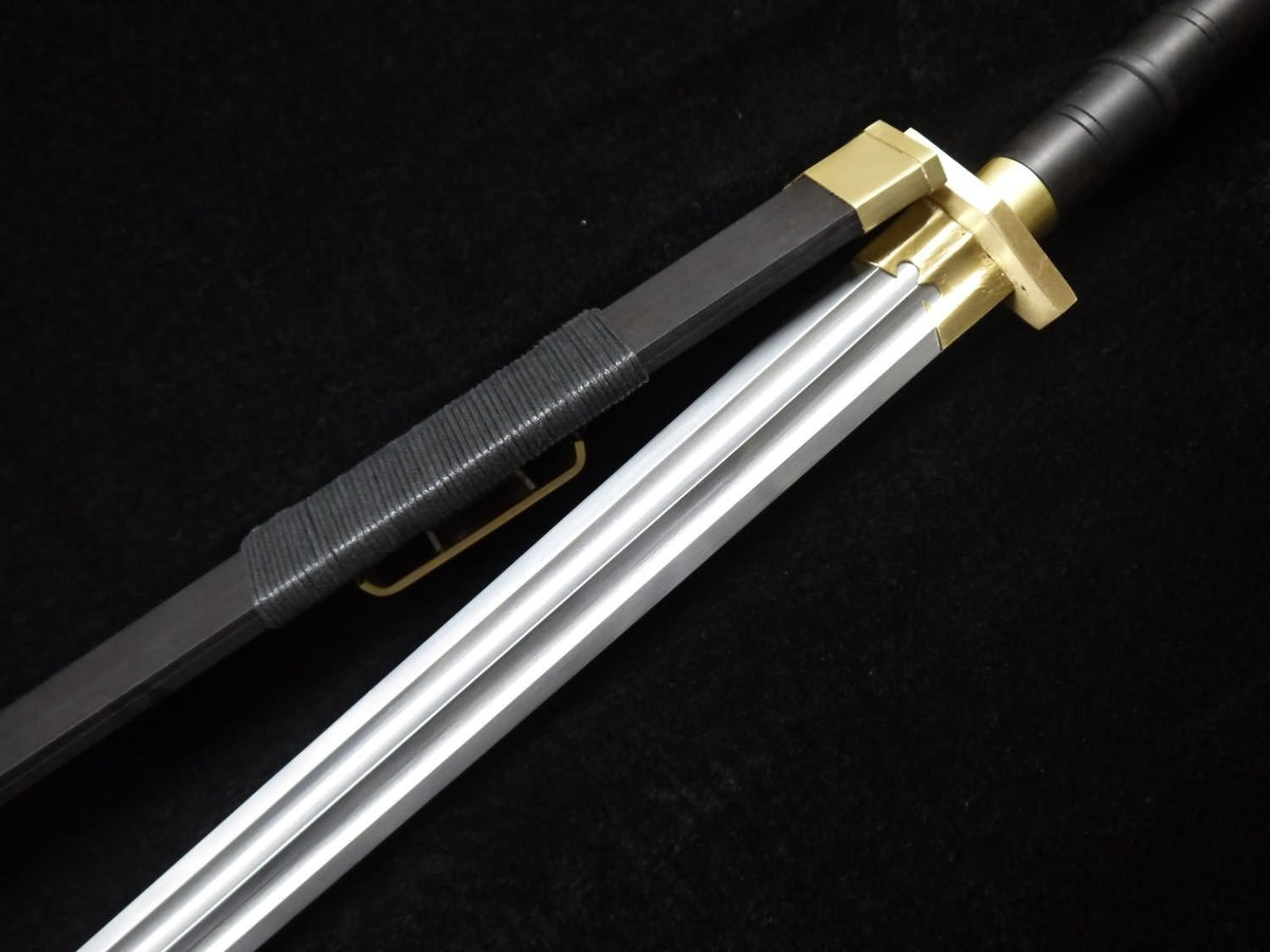 Han swords Handmade Damascus steel blade Black scabbard Brass fitted - Chinese sword shop