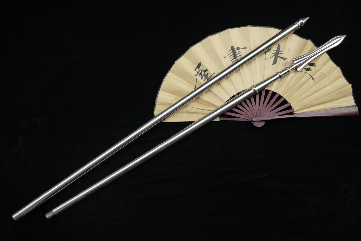 Tai chi Spear/Overall stainless steel Handmade/Two rod/lance - Chinese sword shop