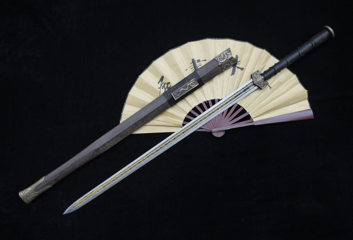 Han sword,Damascus steel Etching flame grain,Rosewood scabbard,Alloy - Chinese sword shop
