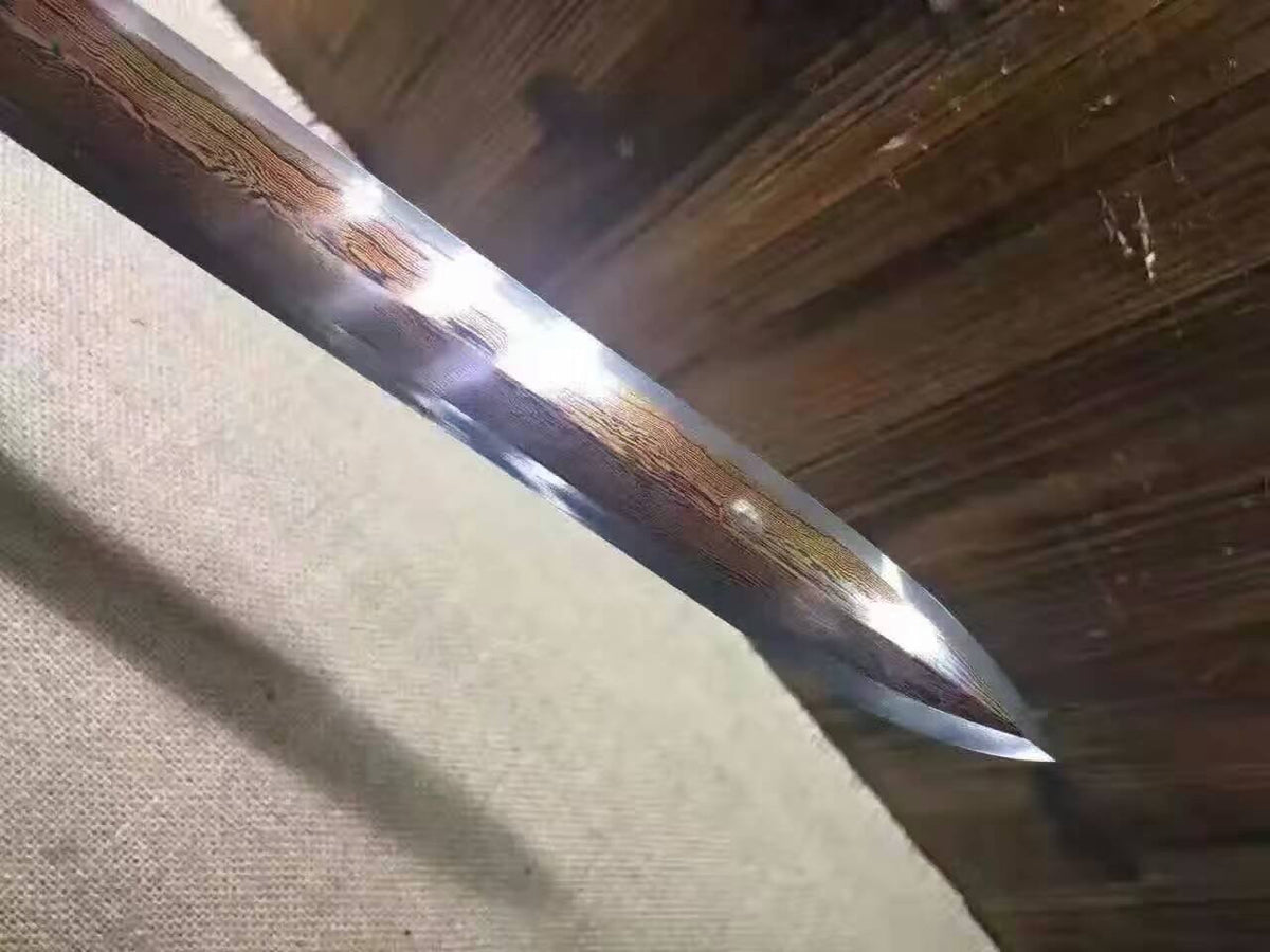 Han sword/Damascus steel red blade handmade/Dark wood Scabbard - Chinese sword shop