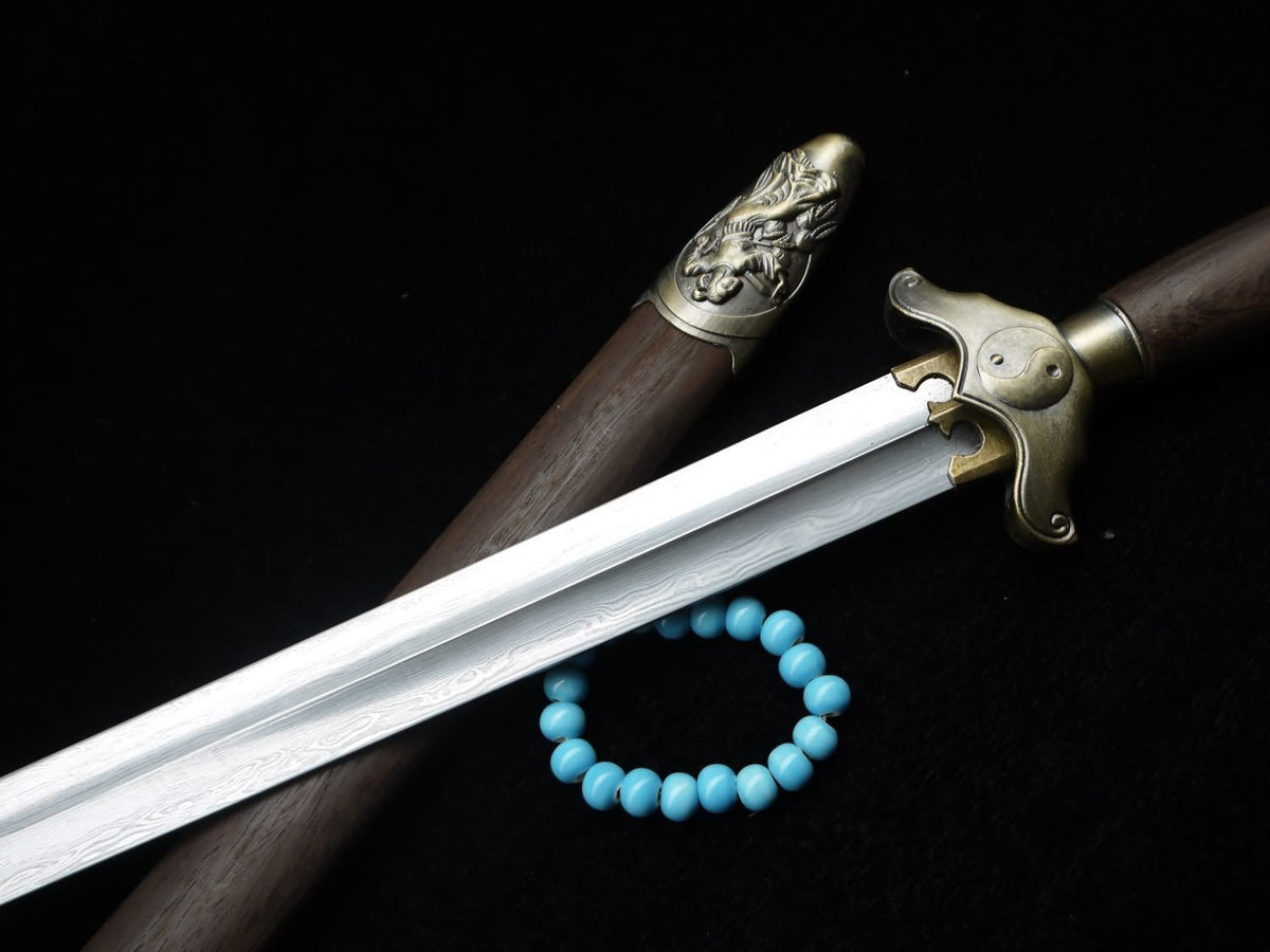 Tai chi Sword/Damascus steel blade/Rosewood scabbard/Alloy fittings - Chinese sword shop