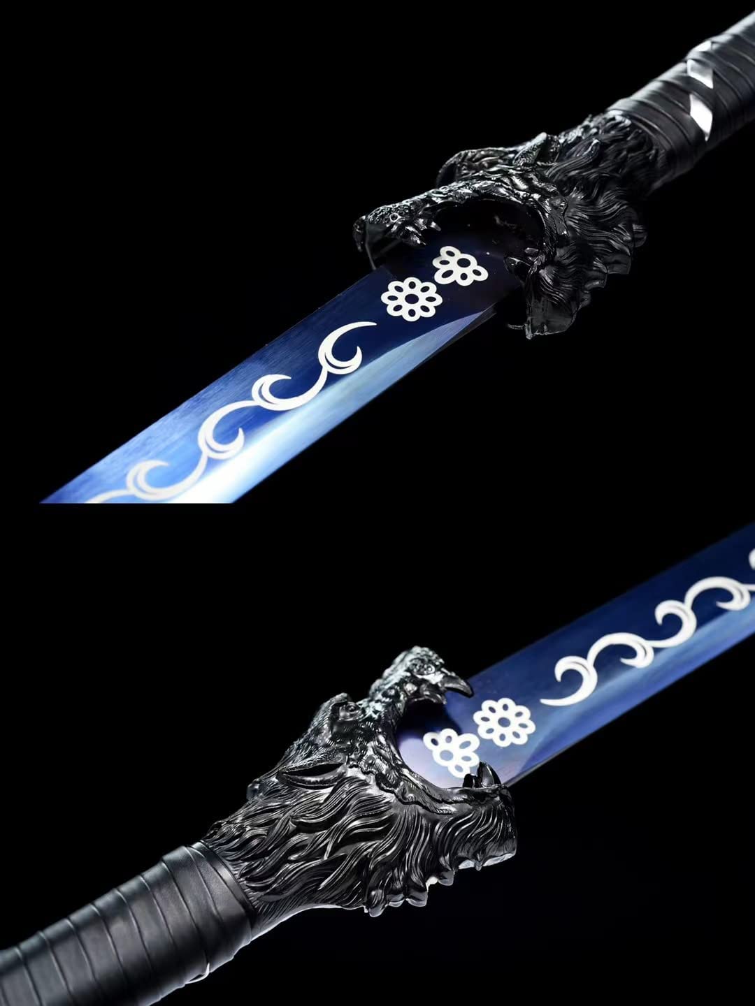 Dragon Tang jian,Forged High Carbon Steel Etched Blade,Fake Leather Scabbard,Chinese swords