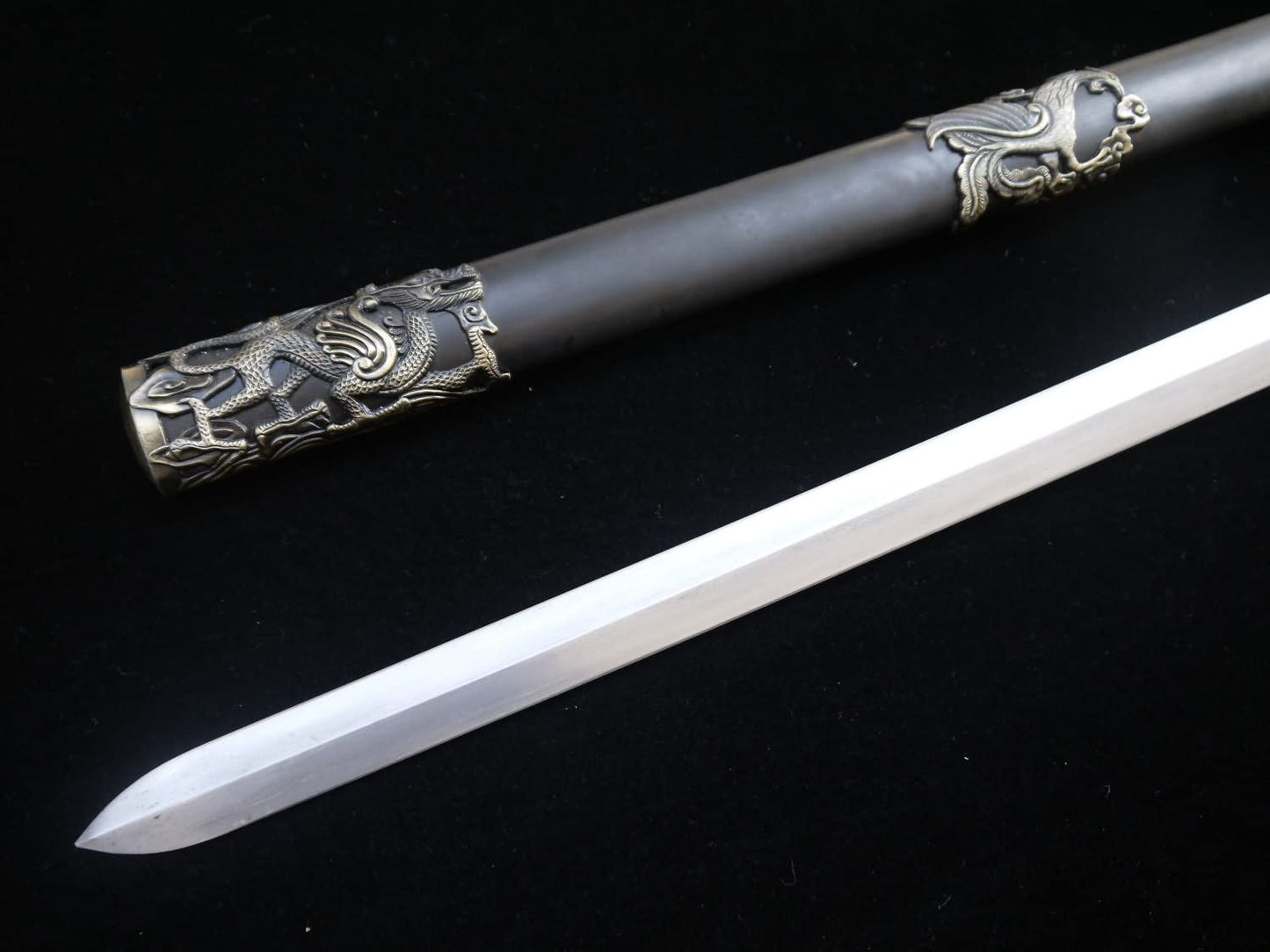 Xuanwu jian,Forged Damascus Steel Blade,Alloy Fittings,Heat Tempered