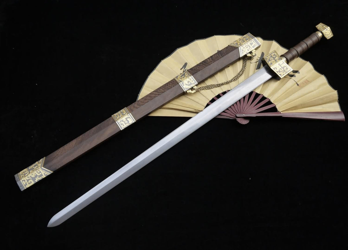 Zhanlu jian/Damascus steel blade/Rosewood scabbard/Alloy fitted/Length 39" - Chinese sword shop