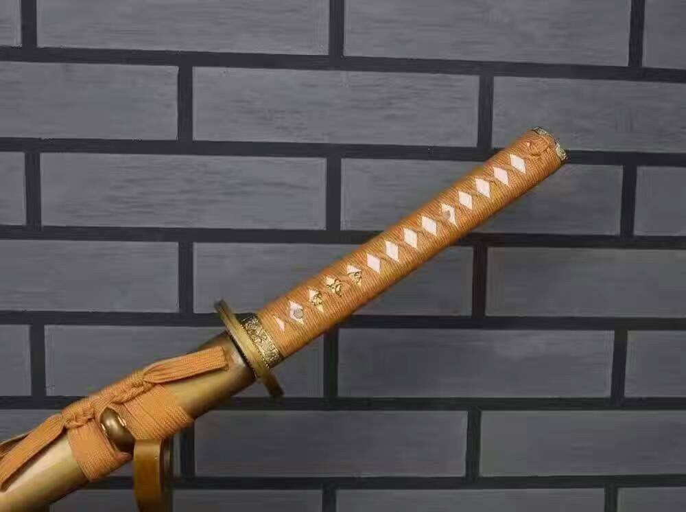 Samurai sword/Katana uchigatana/High carbon steel blade/Golden yellow scabbard/Full tang/Length 39" - Chinese sword shop