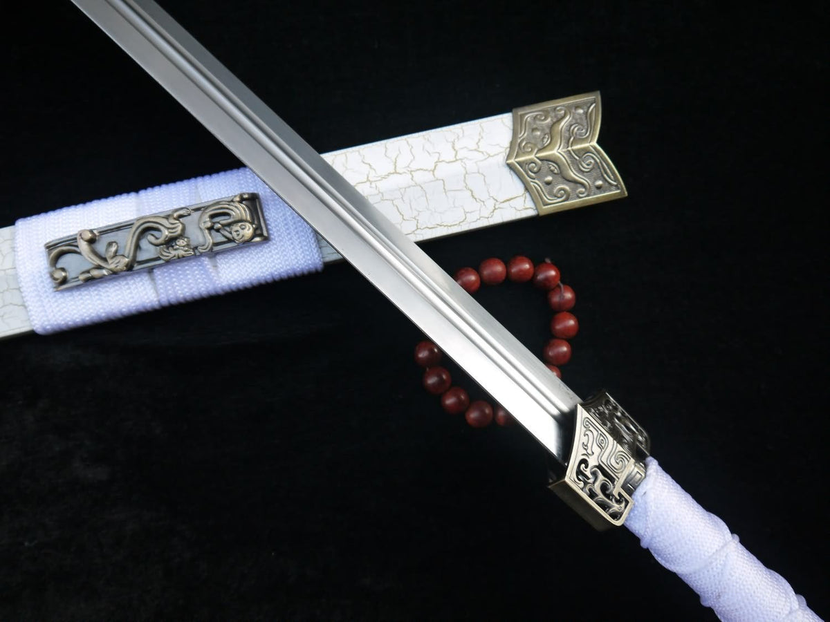 Han jian/Medium carbon steel blade/White scabbard/Alloy fittings/Length 39" - Chinese sword shop