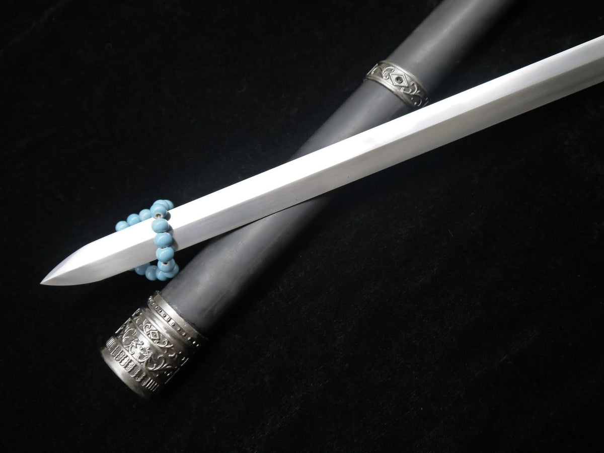 Hidden Dragon sword(Damascus steel,Black wood scabbard,Alloy fitted)Length 39" - Chinese sword shop