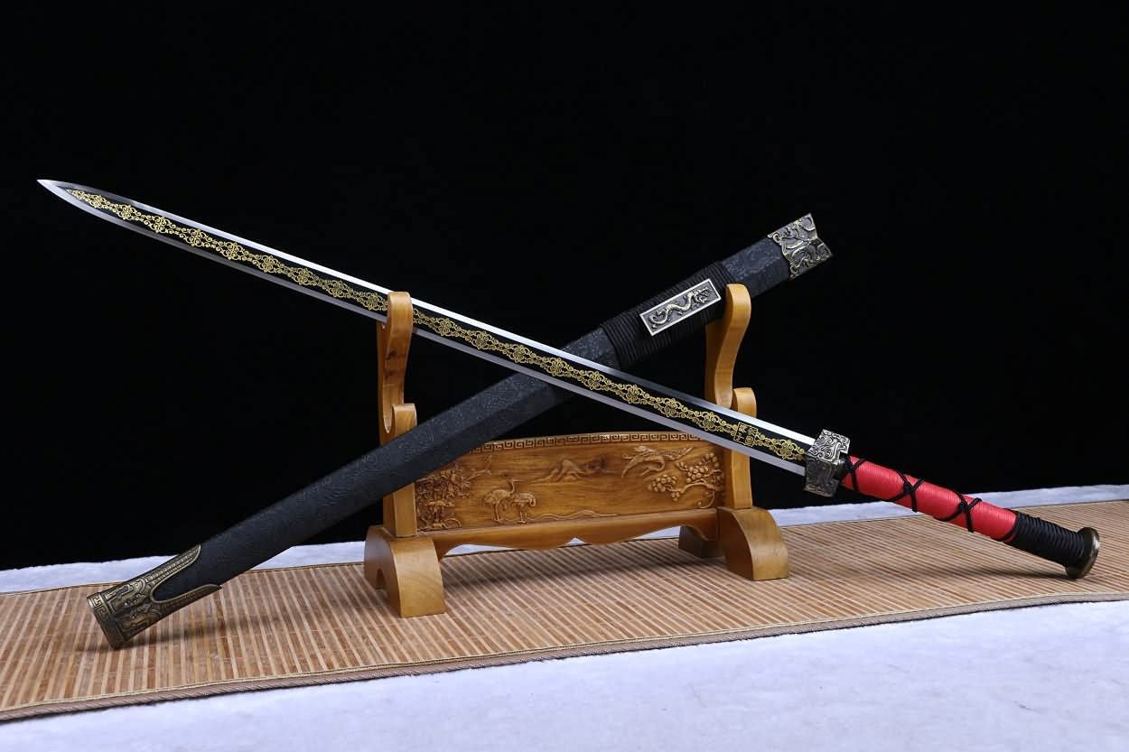 Lin Sword,Han Sword Real,Forged High Carbon Steel Etch Blade,Heat Tempered,Battle Ready,LOONGSWORD