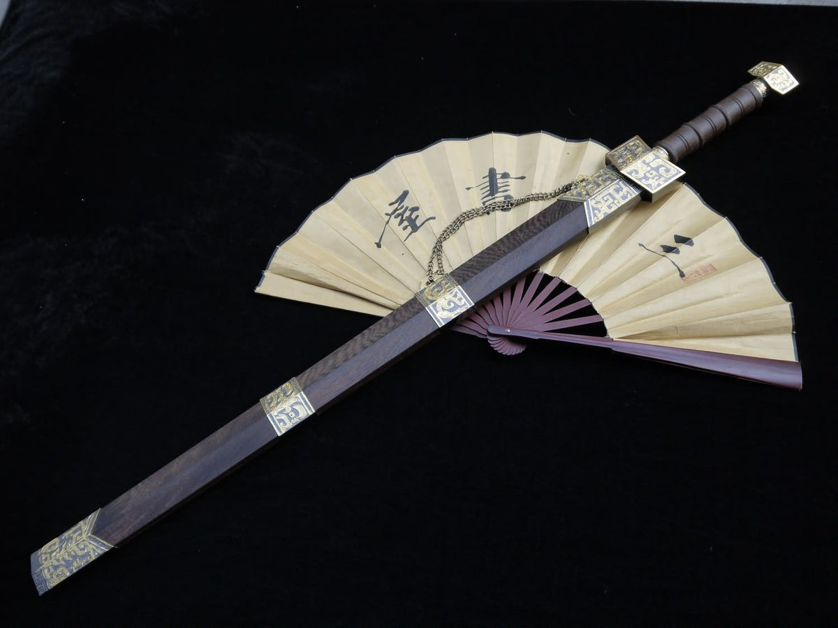 Zhanlu jian/Damascus steel blade/Rosewood scabbard/Alloy fitted/Length 39" - Chinese sword shop