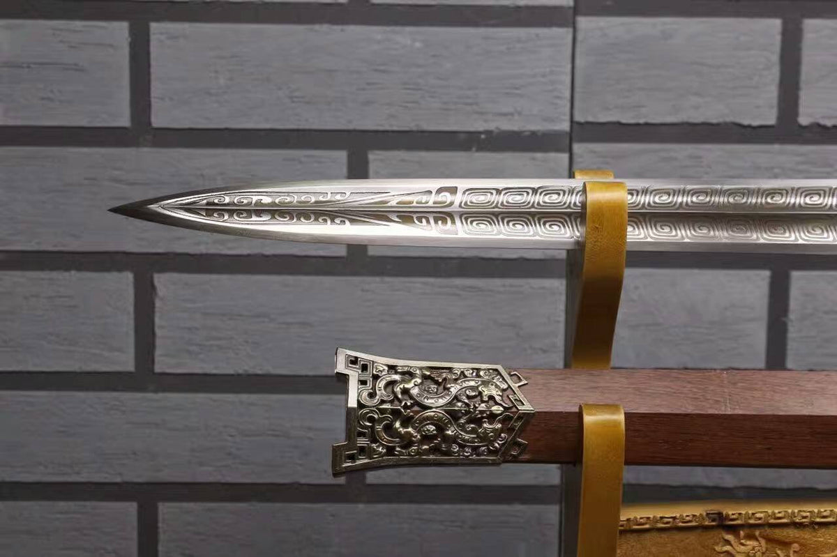 Longquan sword,High carbon steel etch blade,Rosewood scabbard - Chinese sword shop
