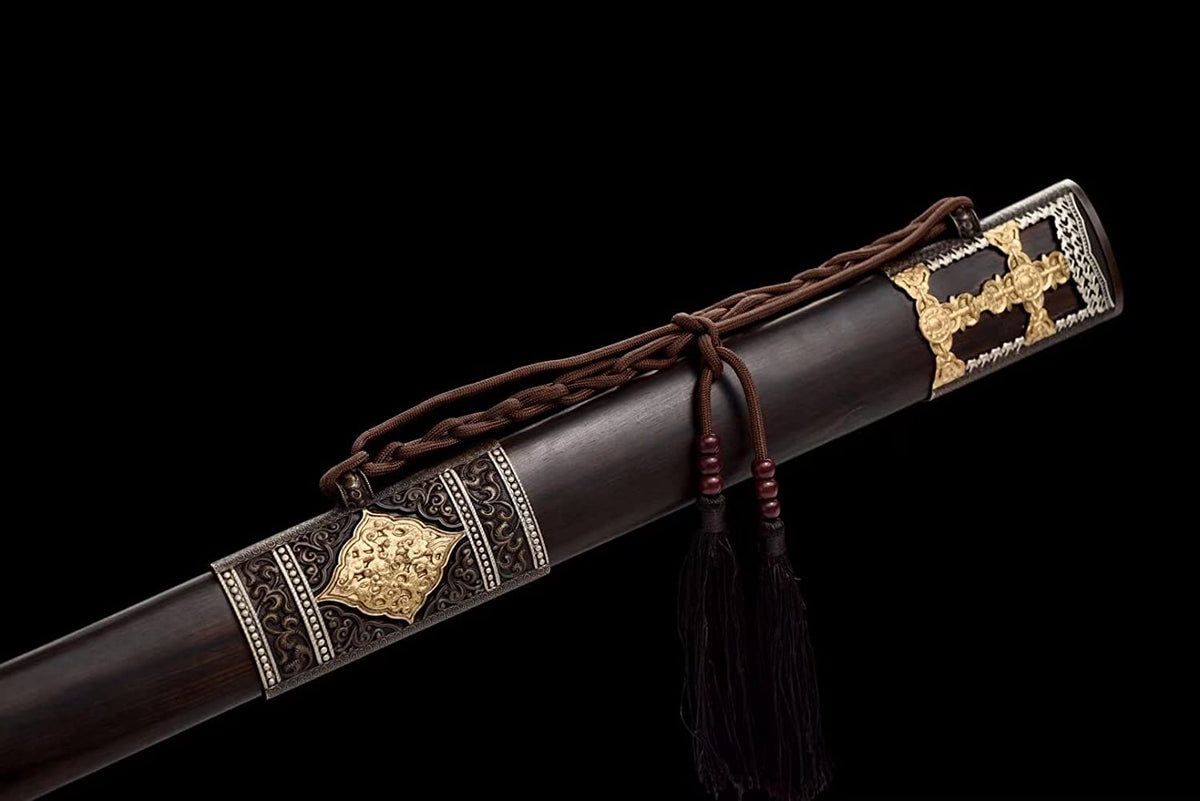 Yongle jian Sword,Hand Forged Damascus Blade,Ebony,Alloy Fittings,Chinese sword