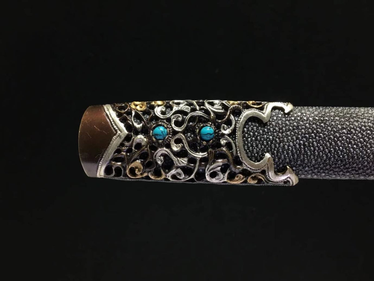 Rosefinch Sword,Forged Damascus Steel Blade,Black Skin Scabbard - Chinese Sword store