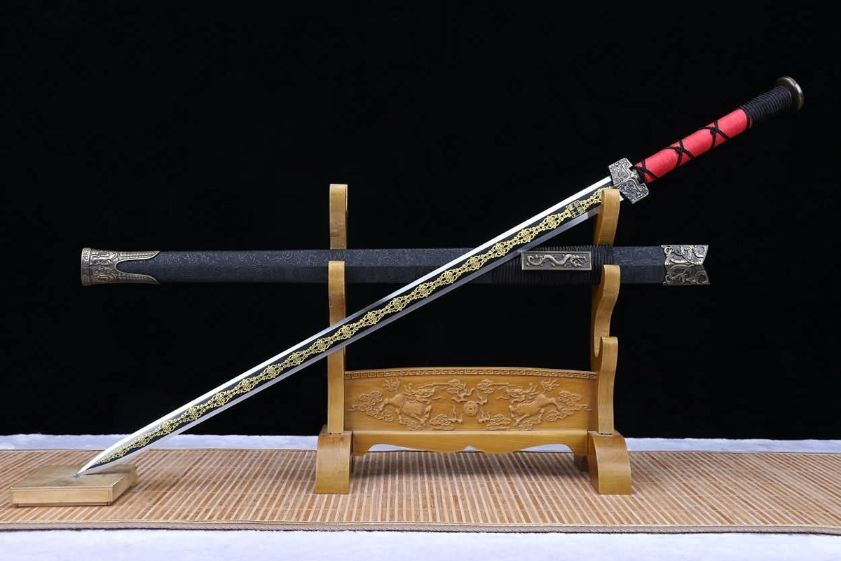 Lin Sword,Han Sword Real,Forged High Carbon Steel Etch Blade,Heat Tempered,Battle Ready,LOONGSWORD