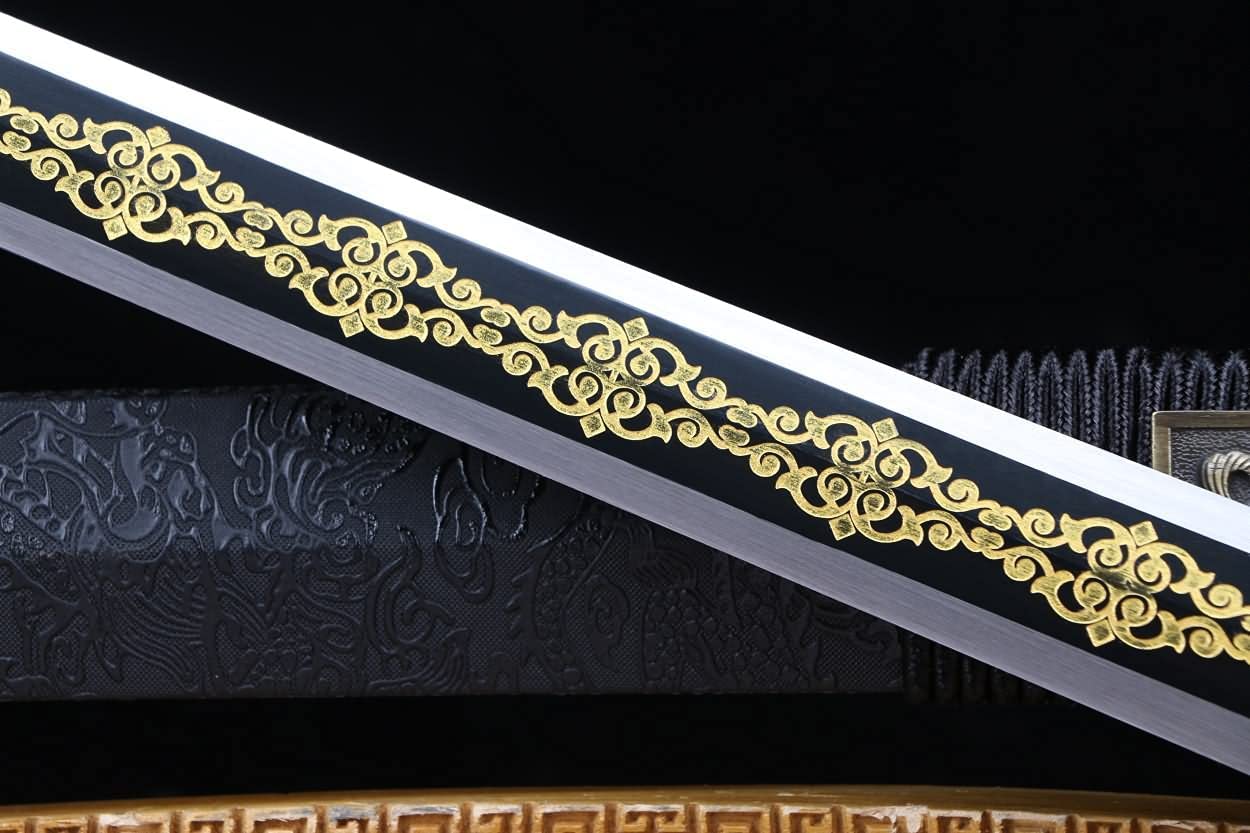 Lin Sword,Han Sword Real,Forged High Carbon Steel Etch Blade,Heat Tempered,Battle Ready,LOONGSWORD
