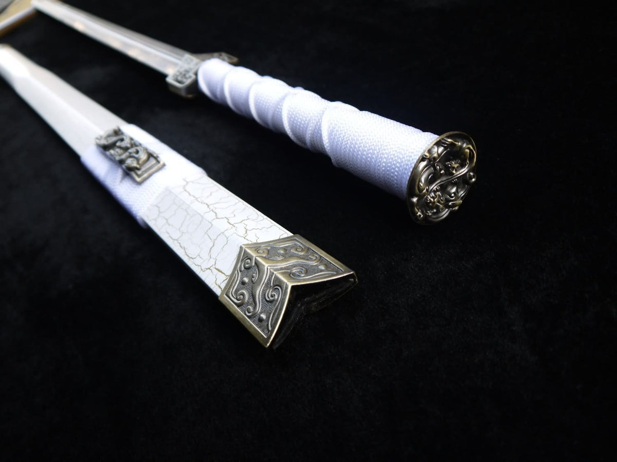 Han jian/Medium carbon steel blade/White scabbard/Alloy fittings/Length 39" - Chinese sword shop