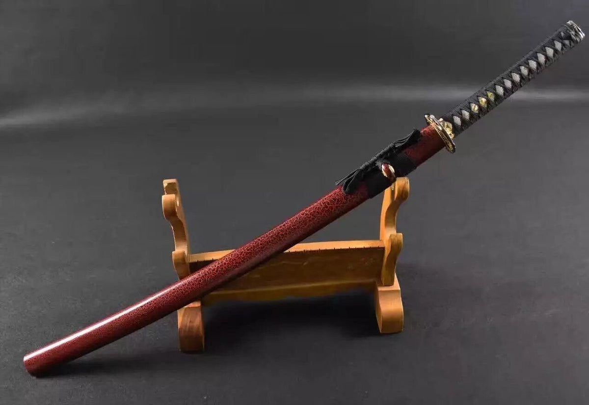 Samurai sword/Katana uchigatana/High manganese steel red blade/Wood scabbard/Full tang/Length 39" - Chinese sword shop