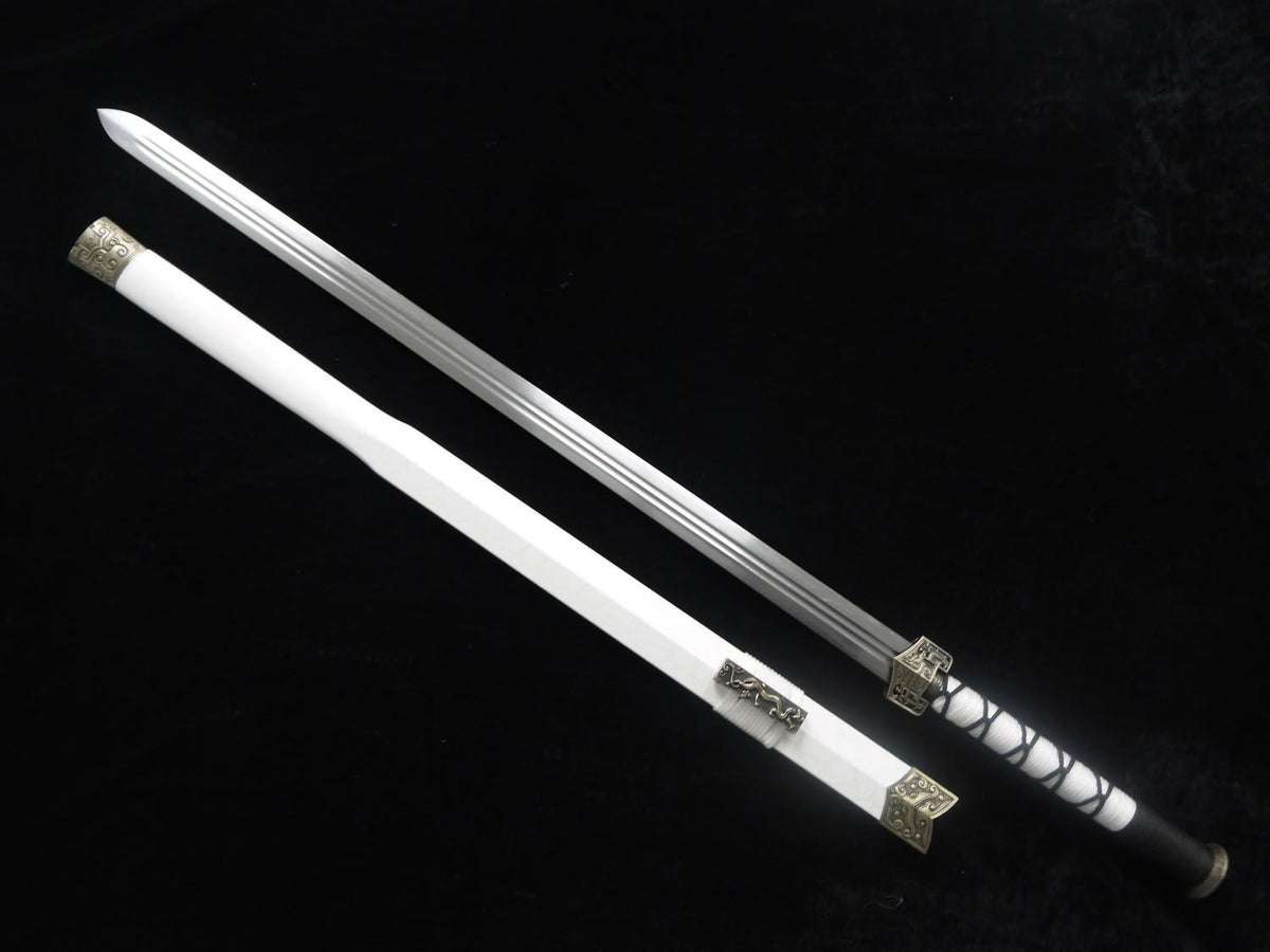 Han jian-Medium carbon steel-White leather paint scabbard - Chinese sword shop