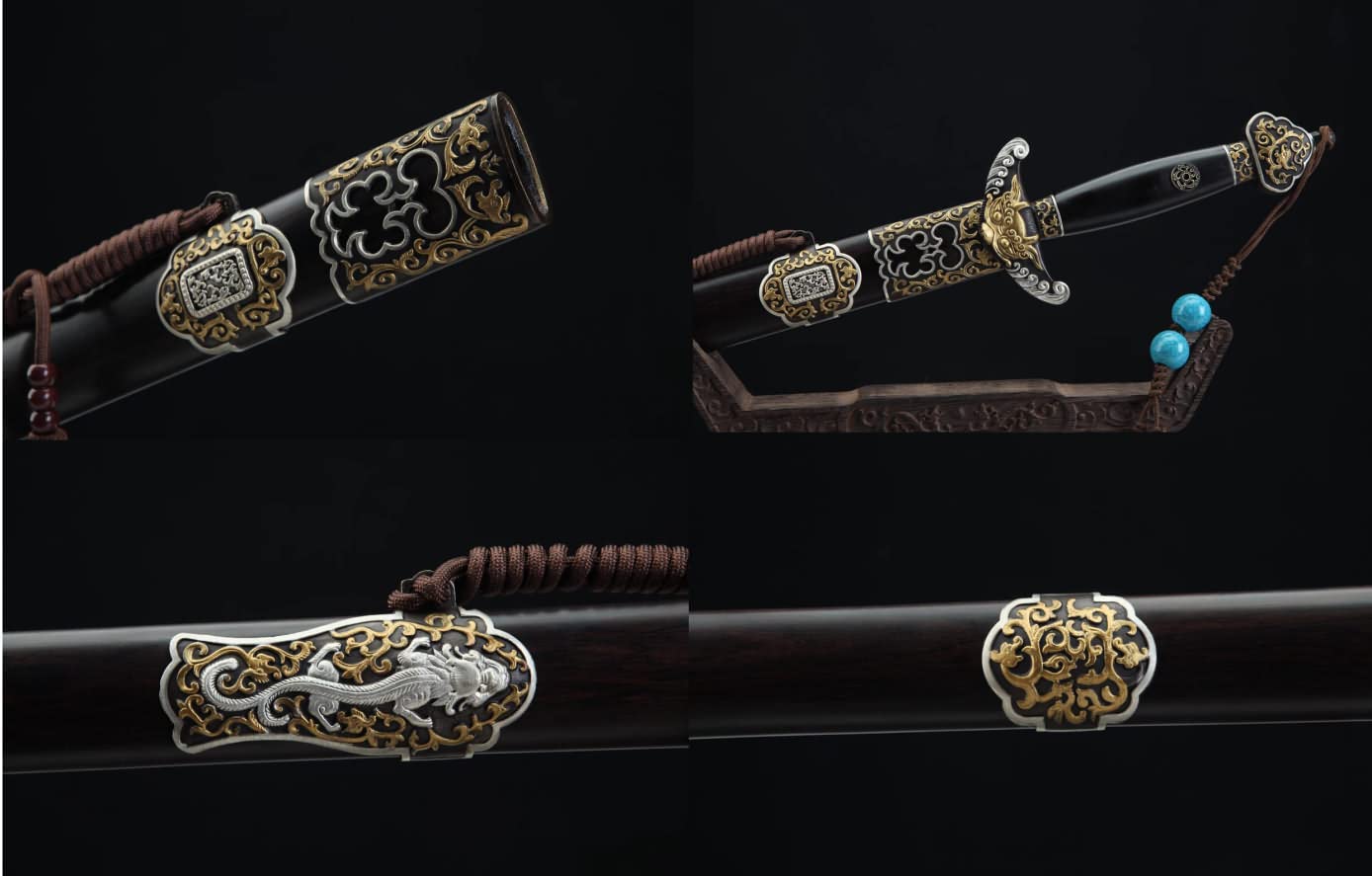 Qianlong Swords Real,Forged Damascus Steel Blades,Chinese sword