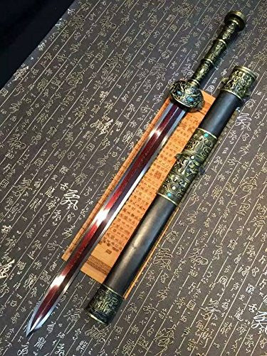 Fengyun jian/Damascus steel red blade/Black wood/Alloy handle/Length 35" - Chinese sword shop
