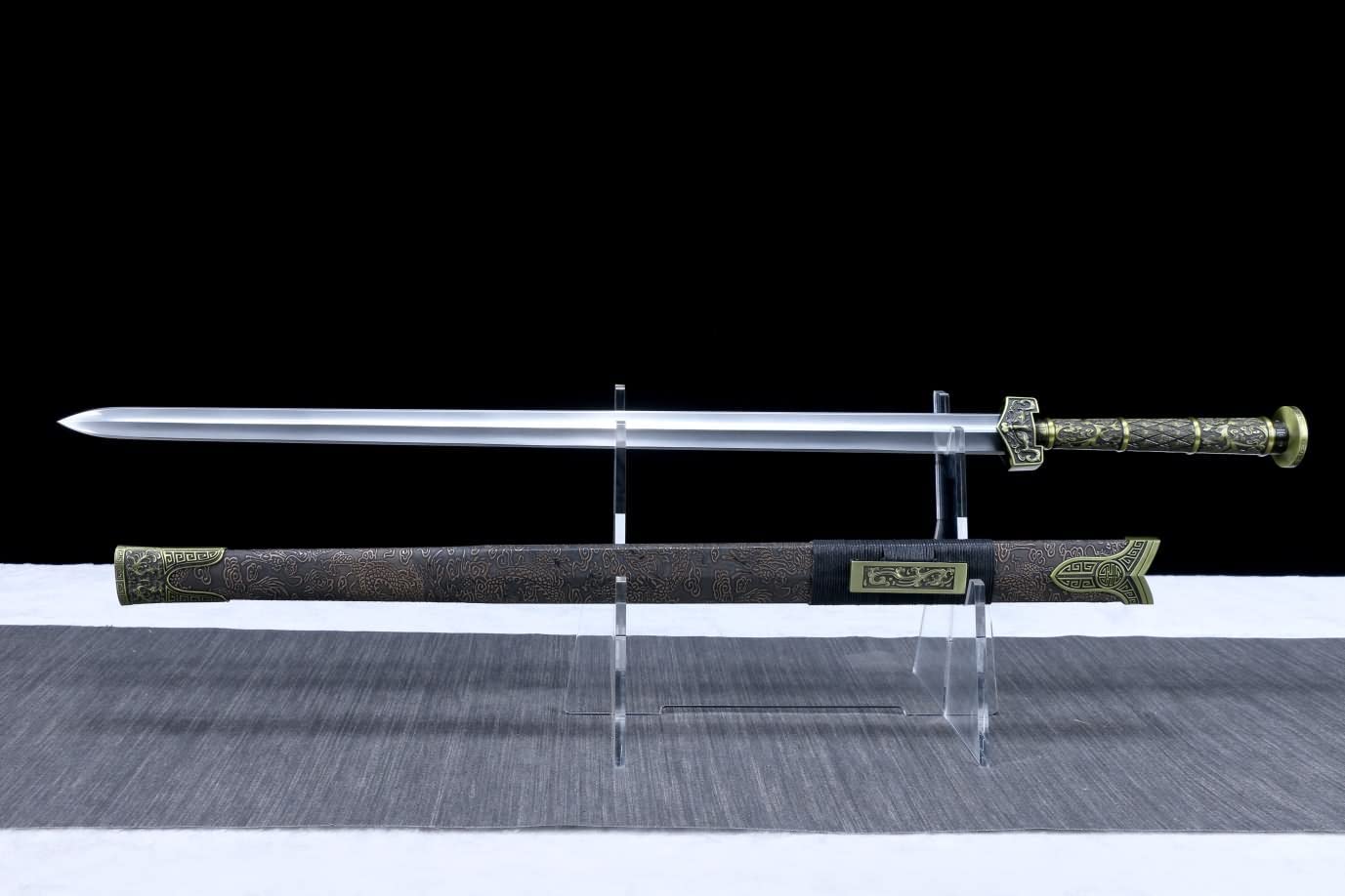 Han jian,Tai chi,High Carbon Steel Blade,Faux Leather Scabbard,chinese sword