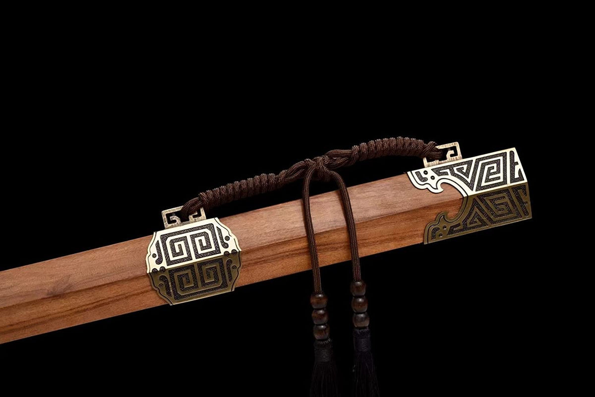 Qinwang jian,Damascus Steel Blade,Brass Fittings,Rosewood Scabbard,chinese sword