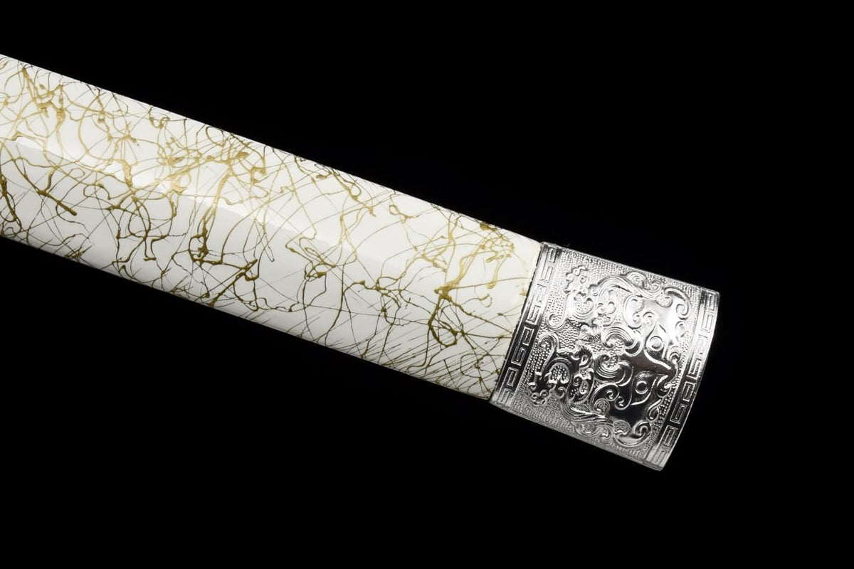 LOONGSWORD,Han jian swords real Forged Hollow Blade,Alloy Fittings,Wood Scabbard