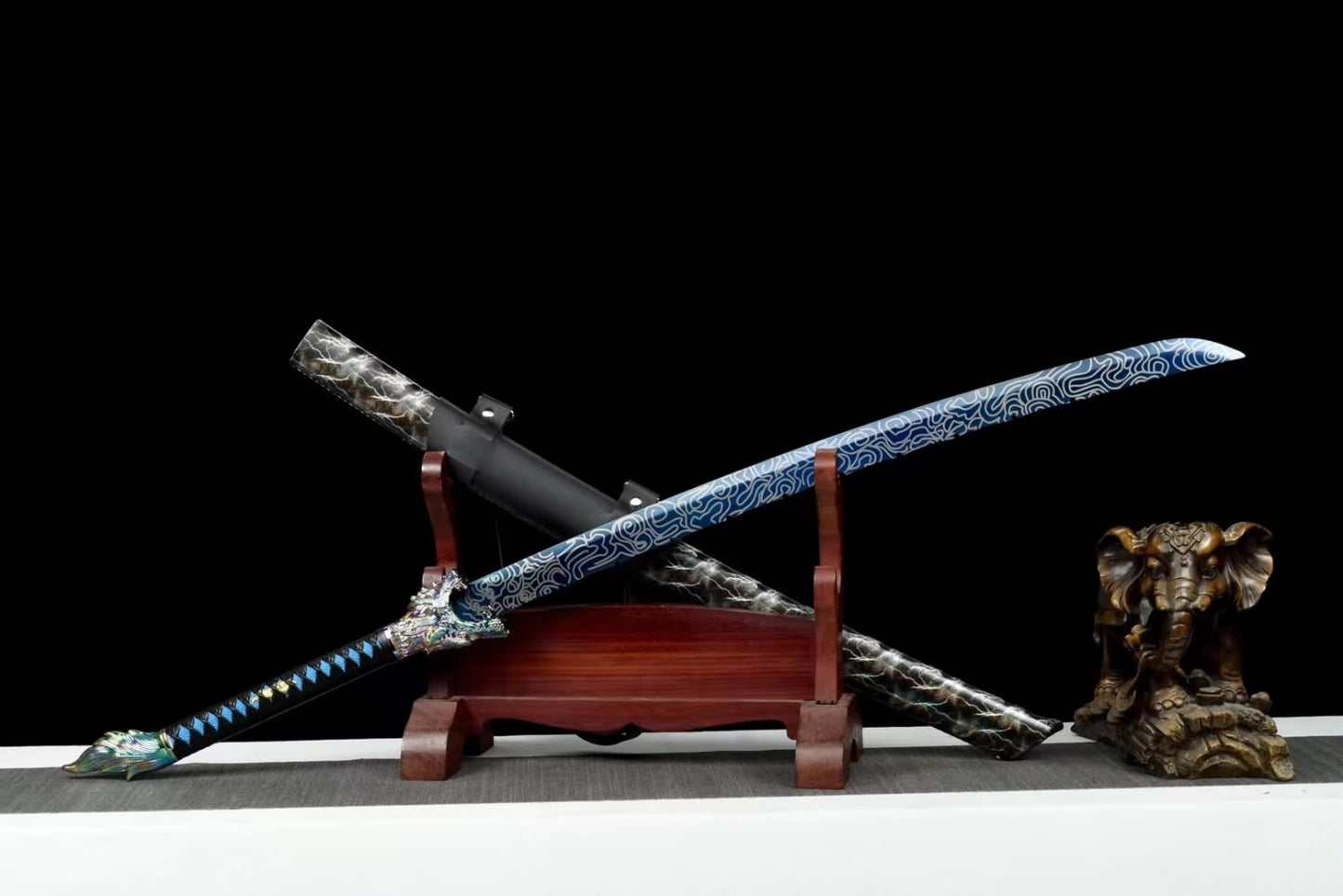 Wolf Head Machete,Forged High Carbon Steel Blue Blade,Alloy Fittings,LOONGSWORD