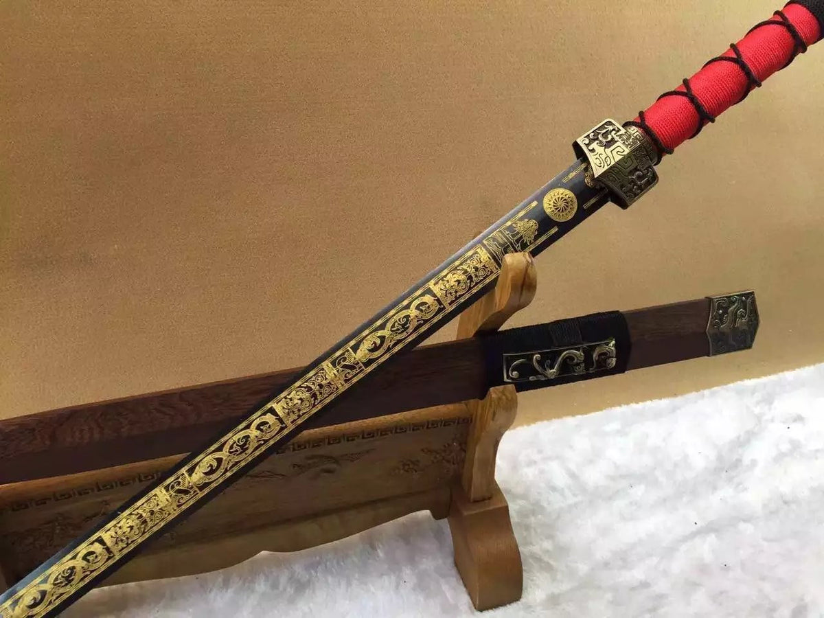 Han jian/Medium carbon steel etching pattern blade/Alloy/Length 41" - Chinese sword shop