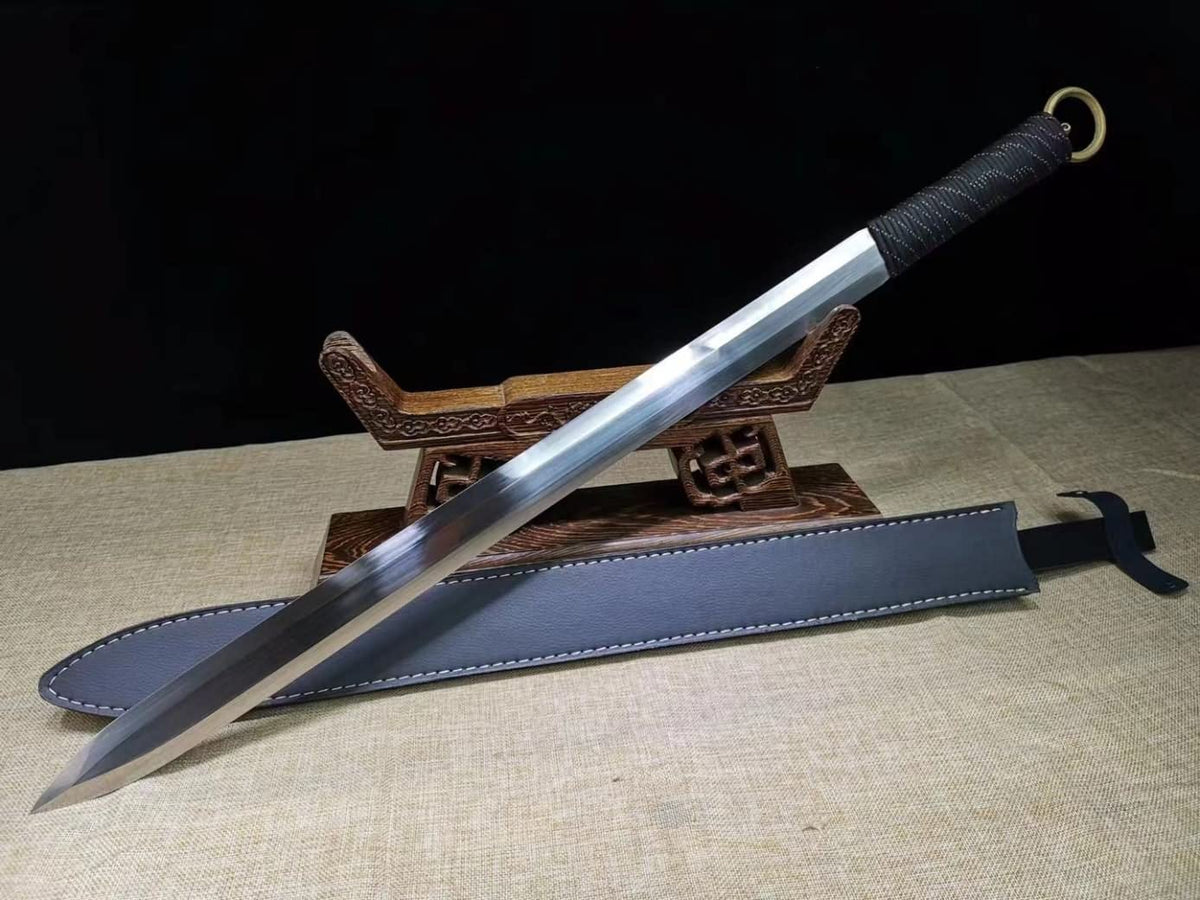 LOONGSWORD,chinese sword,Full Tang jian High Carbon Steel octahedral Blade,PU Scabbard