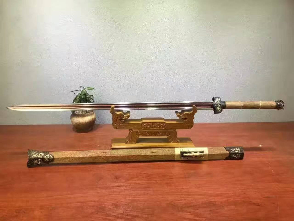 Han jian/Damascus steel blade/Rosewood scabbard/Brass/Length 42" - Chinese sword shop